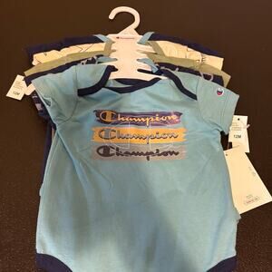 NWT Champion Baby Boy 5-Pack Short Sleeve Bodysuits 12M